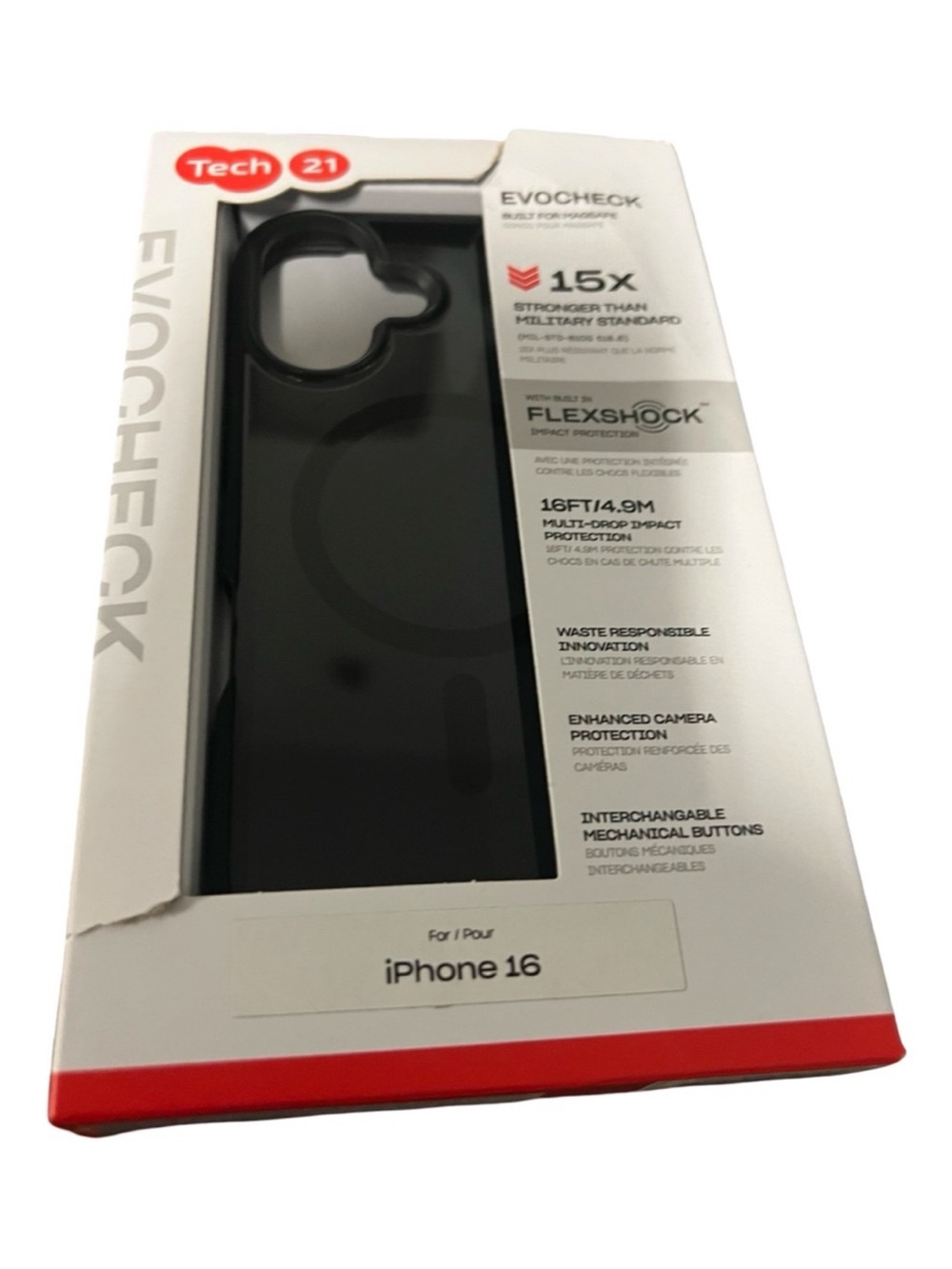 tech21 EvoCheck Black iPhone 16 Protective Case